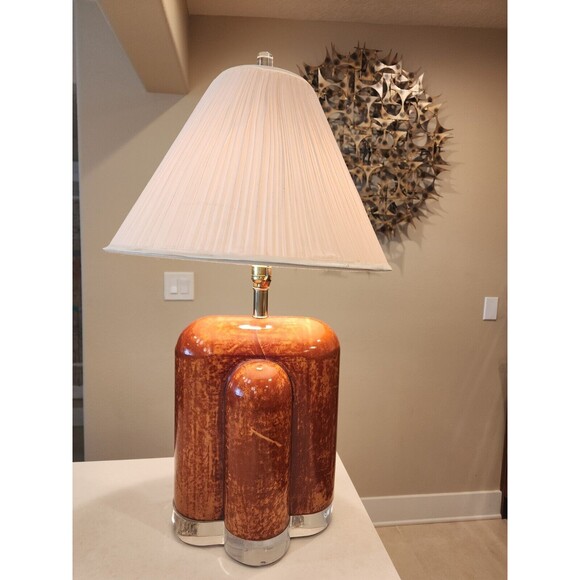 RARE MIDCENTURY KARL SPRINGER PARCHMENT & LUCITE BASE TABLE LAMP - Picture 8 of 10